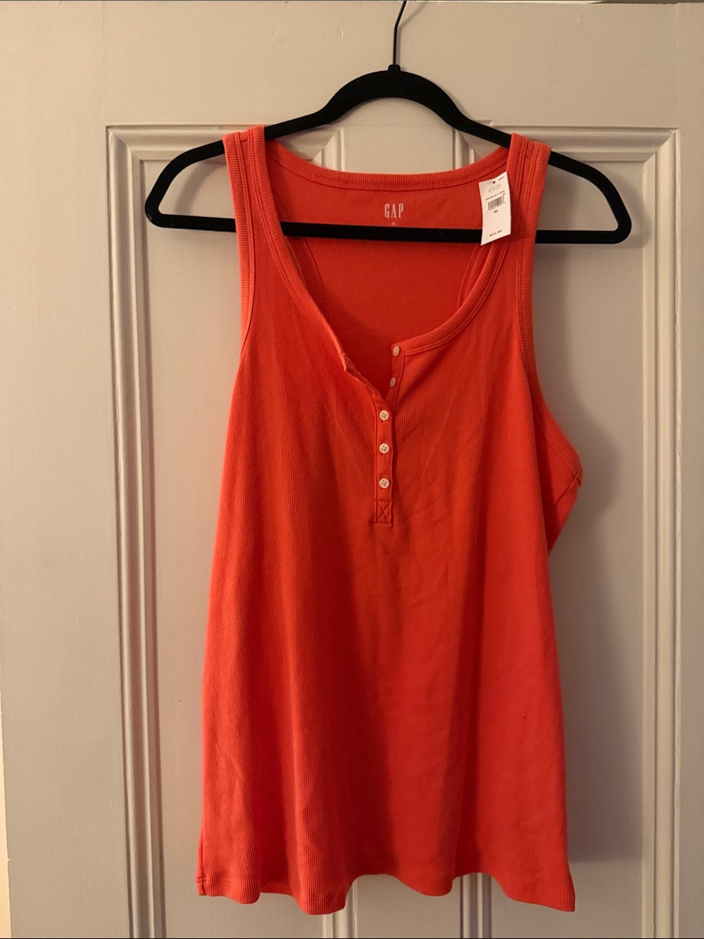 GAP Coral-Orange Henley Tank Top